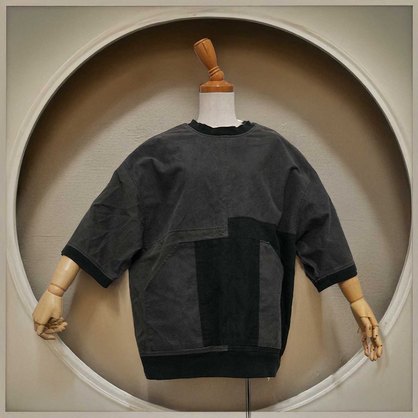 パネルプルオーバー 50s ハンドメイド リメイク USヴィンテージミリタリーテント(ブラック)