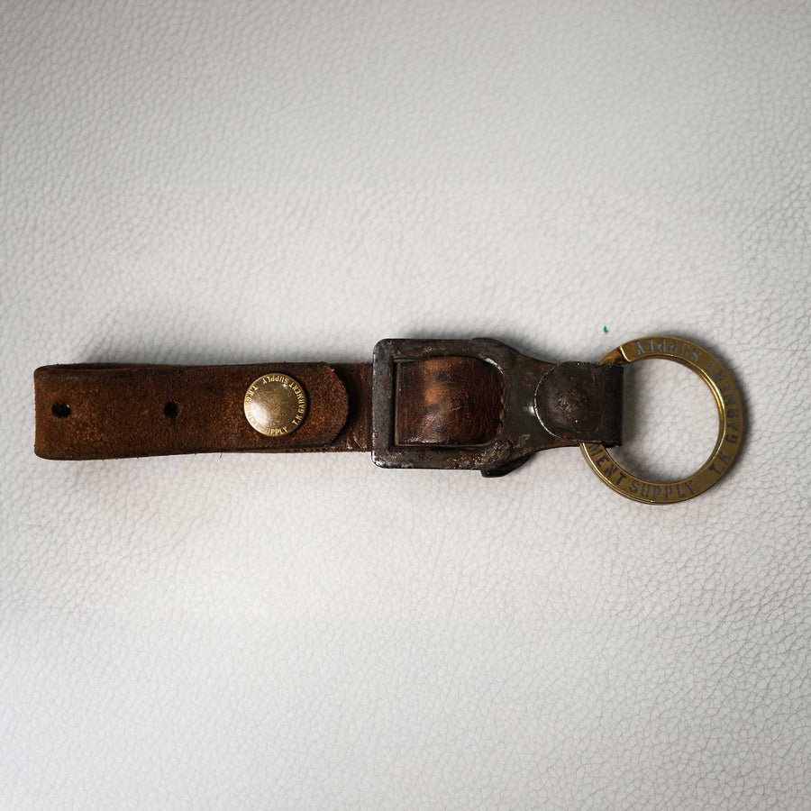 ヴィンテージミリタリーレザーキーリング 40s ハンドメイド キーホルダー 日本製