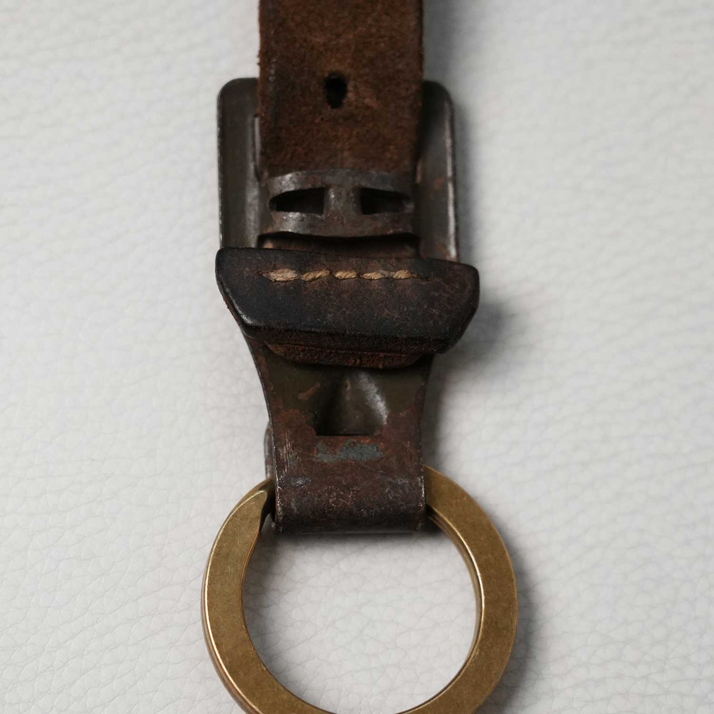 ヴィンテージミリタリーレザーキーリング 40s ハンドメイド キーホルダー 日本製