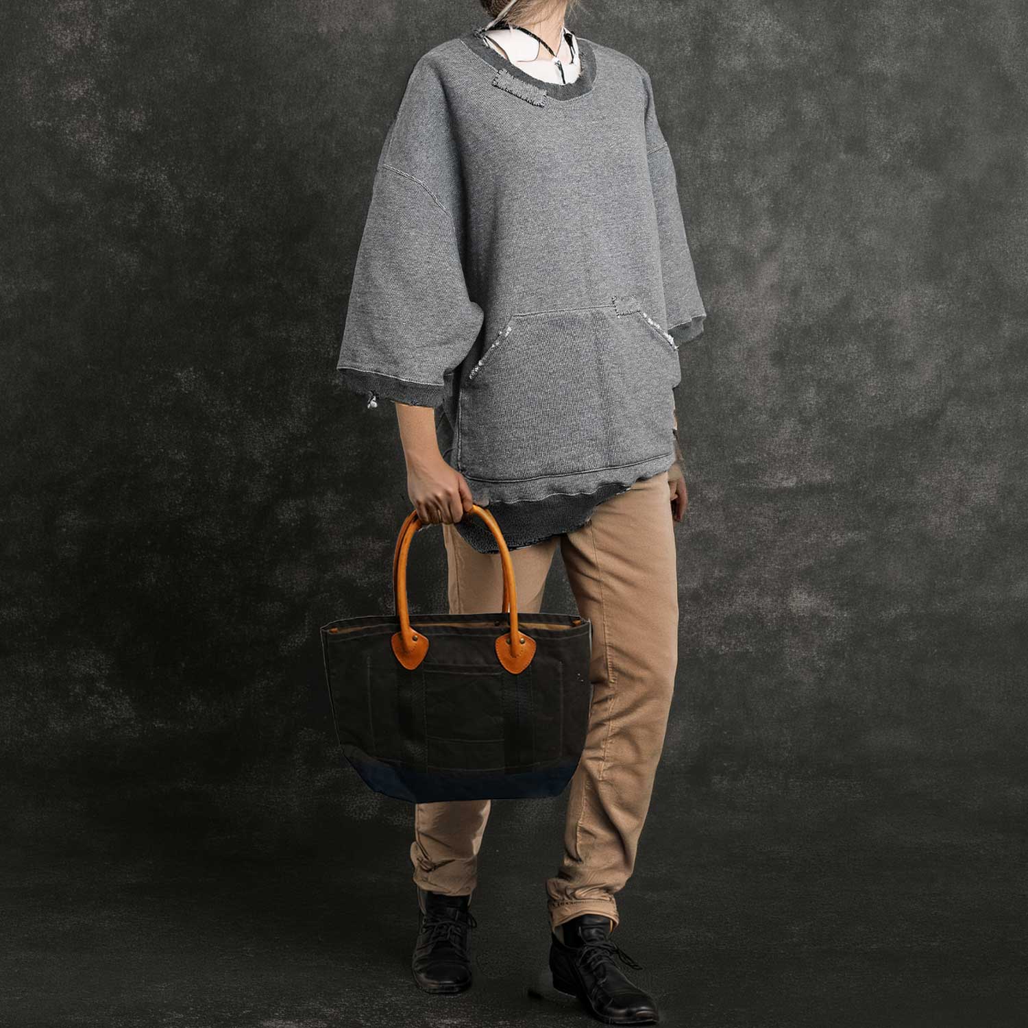 オイルドコットントートバッグ oiled cotton tote bag ワックスコットントートバッグ FAIRFIELD社 70s米軍テープ使用 | T.K