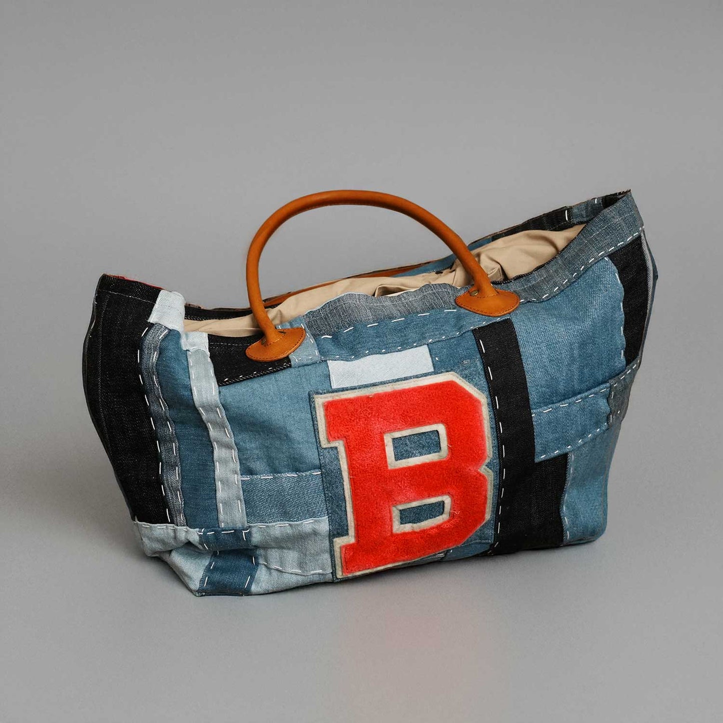 BORO PATCHWORK DENIM TOTE ボロパッチワークデニムトート 70sワッペンポケット 手縫い