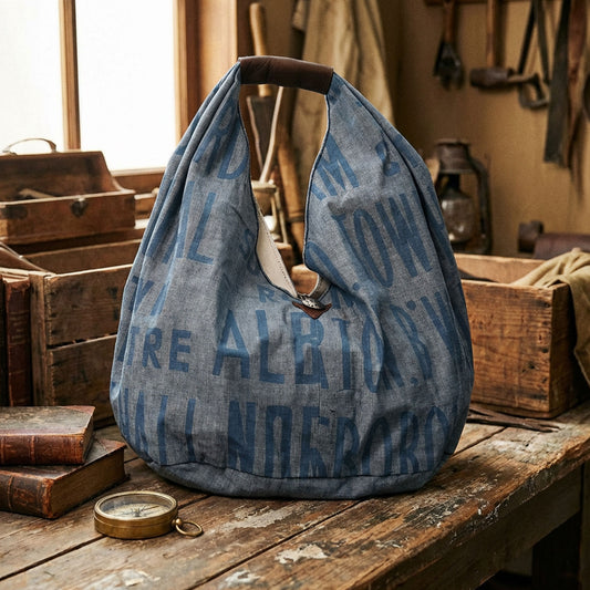 Hobo Bag — Chambray × 50’s Iron Logo【50’s バスストッププリント】