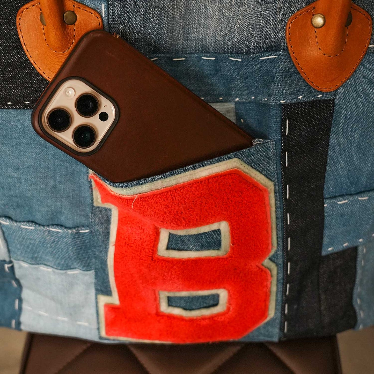 BORO PATCHWORK DENIM TOTE ボロパッチワークデニムトート 70sワッペンポケット 手縫い