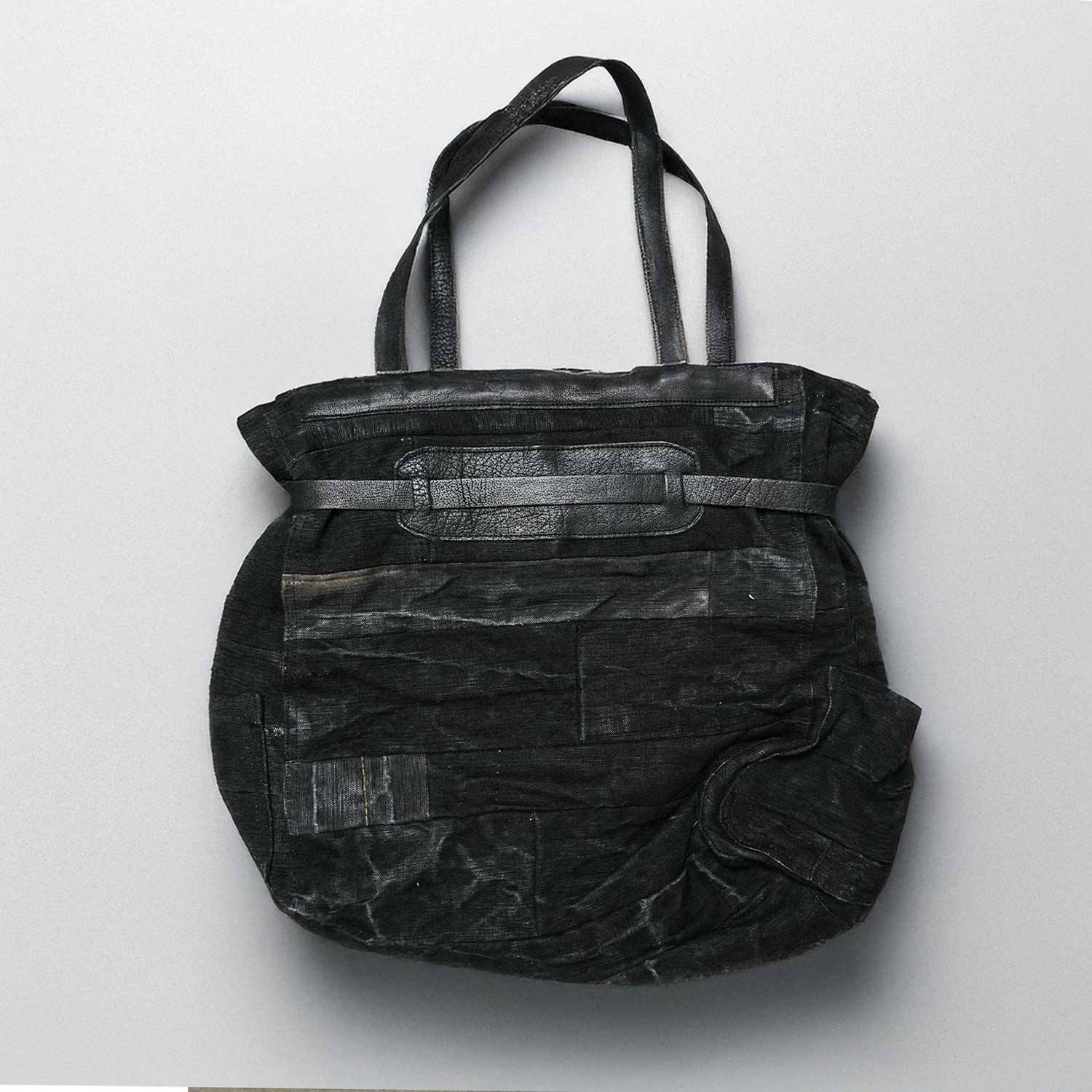VINTAGE ミリタリーパッチワーク　トートバッグ　アメリカ軍 ブラックダイダッフルパッチワークトート 50sチェコ軍 黒染め 日本鹿革