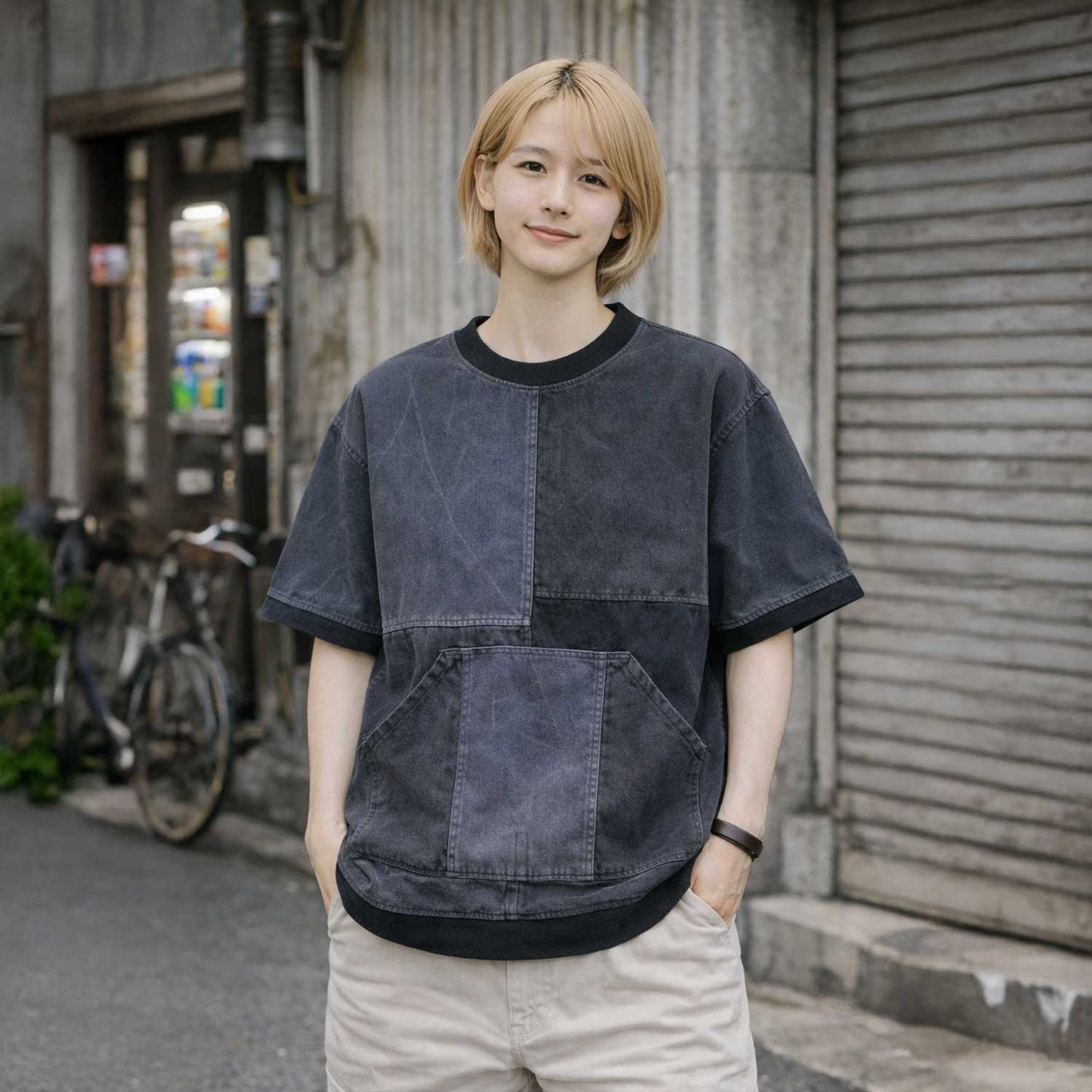 パネルプルオーバー 50s ハンドメイド リメイク USヴィンテージミリタリーテント（ネイビー）