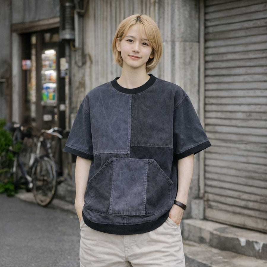 パネルプルオーバー 50s ハンドメイド リメイク USヴィンテージミリタリーテント（ネイビー）