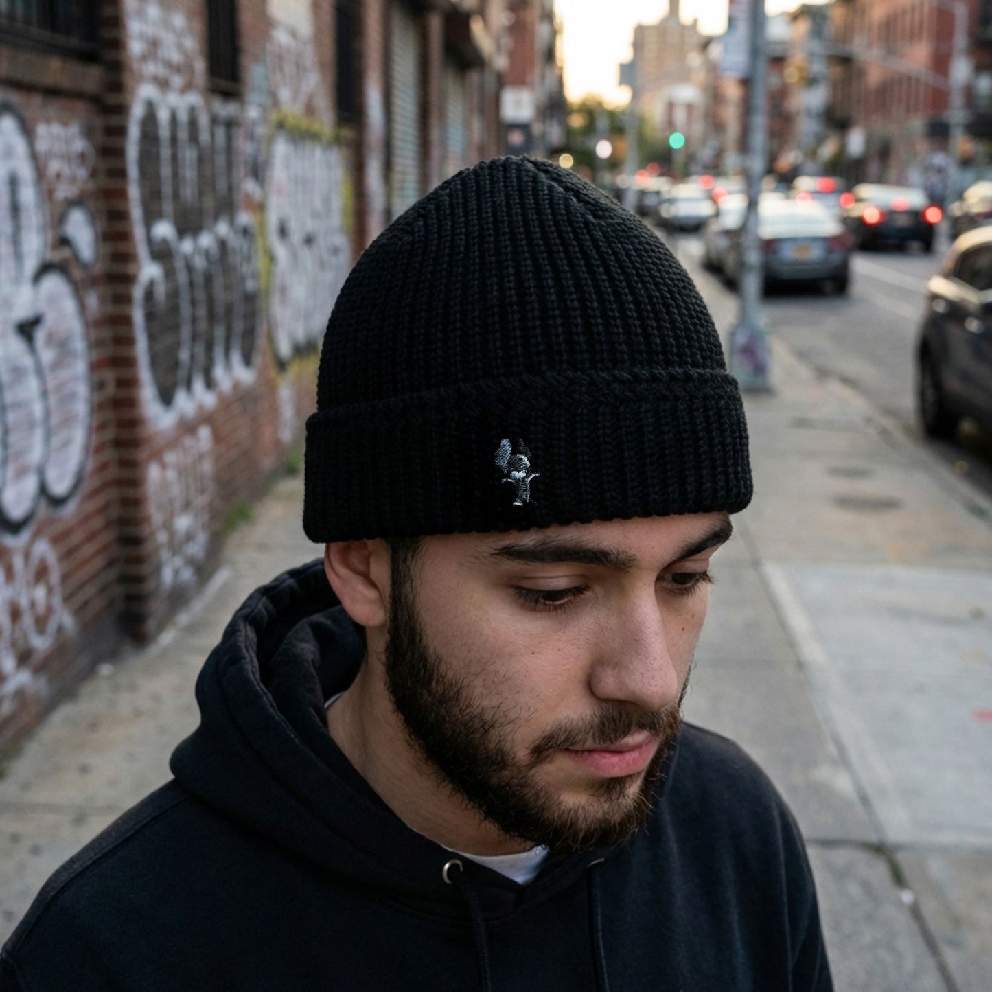 Military Knit Cap — Cotton 100% / TK Mouse Embroidery【軍用ニットCAPをベースに、日本製で再構築】