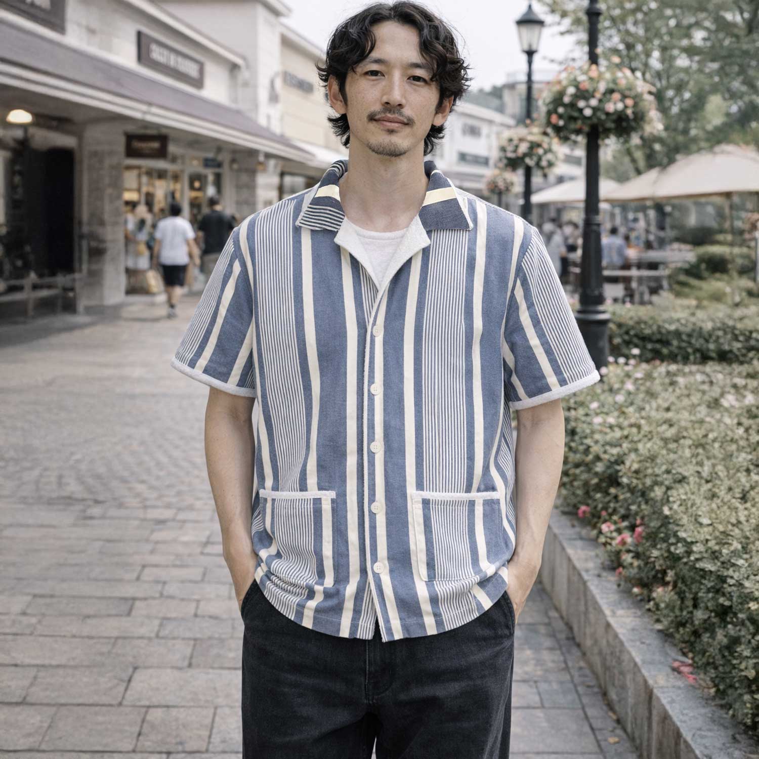 ストライプビーチジャケット 70s復刻 40sフランス生地 ビーチタオル