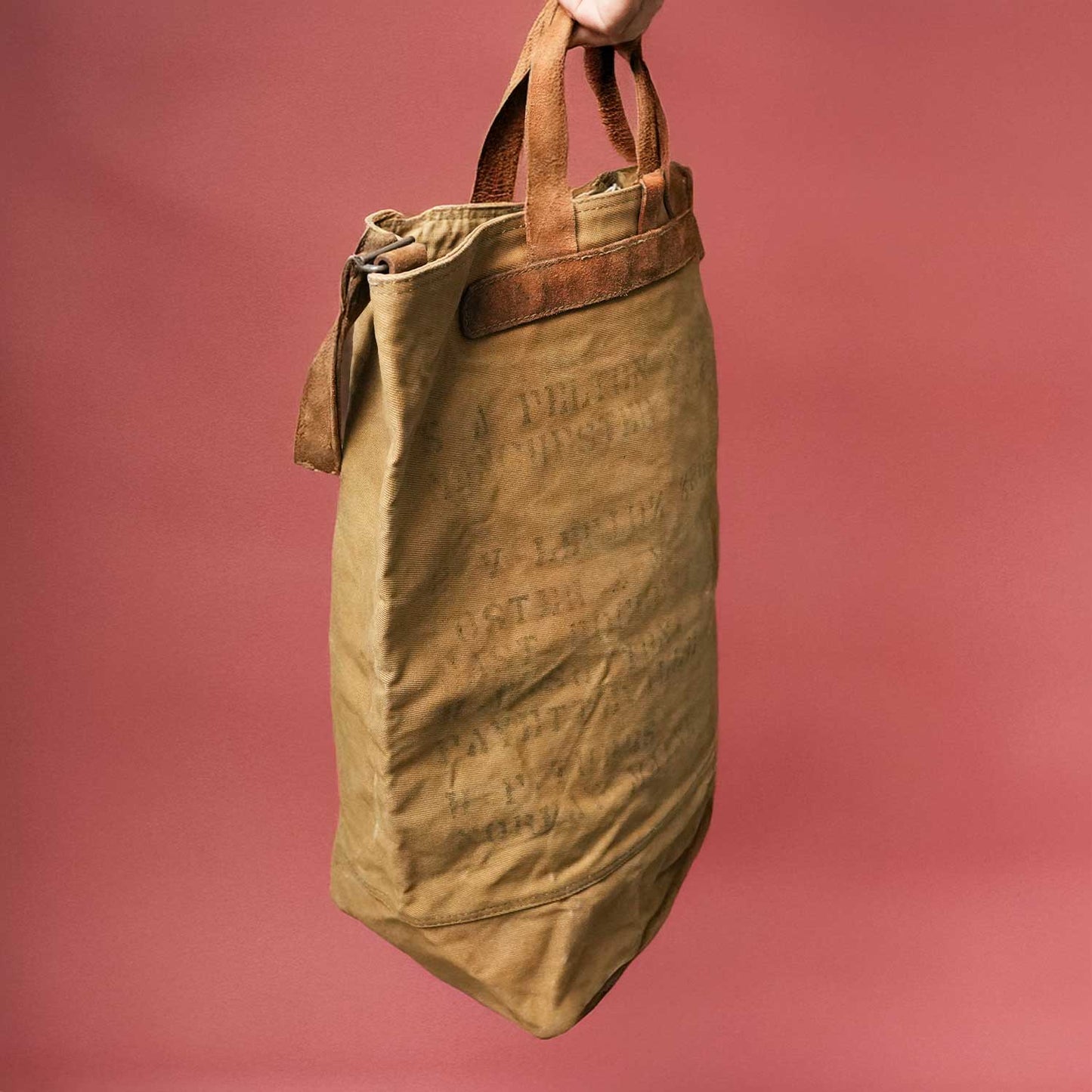 Oilcloth Vintage Big Tote ビンテージオイルクロス生地使用 革部ビンテージミリタリーバッグ使用