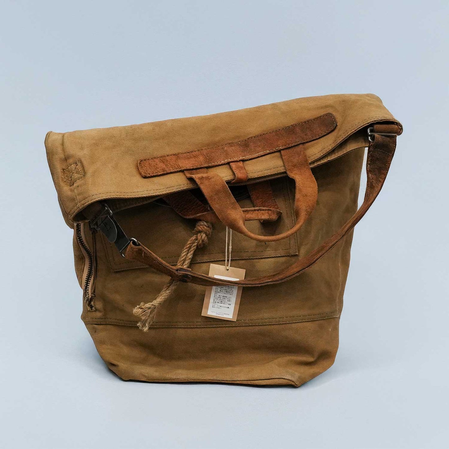 Oilcloth Vintage Big Tote ビンテージオイルクロス生地使用 革部ビンテージミリタリーバッグ使用