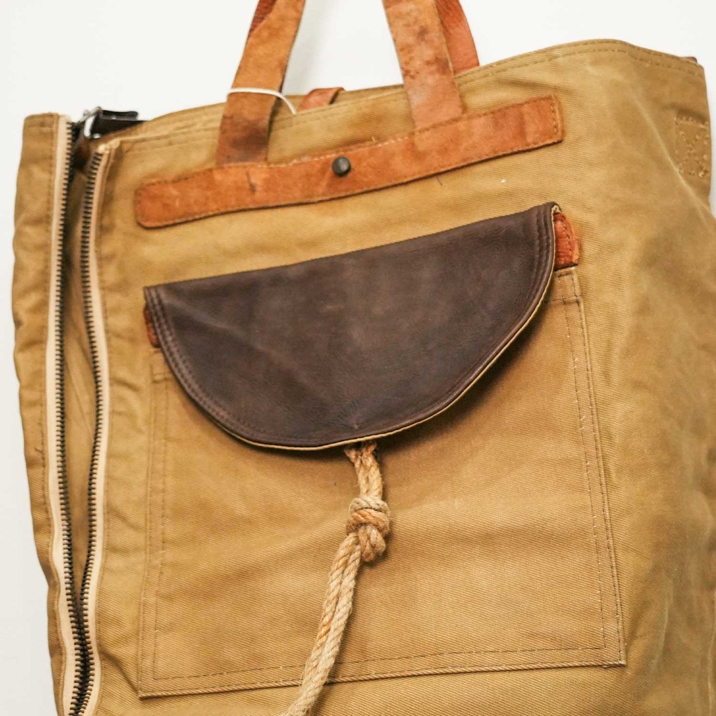 Oilcloth Vintage Big Tote ビンテージオイルクロス生地使用 革部ビンテージミリタリーバッグ使用