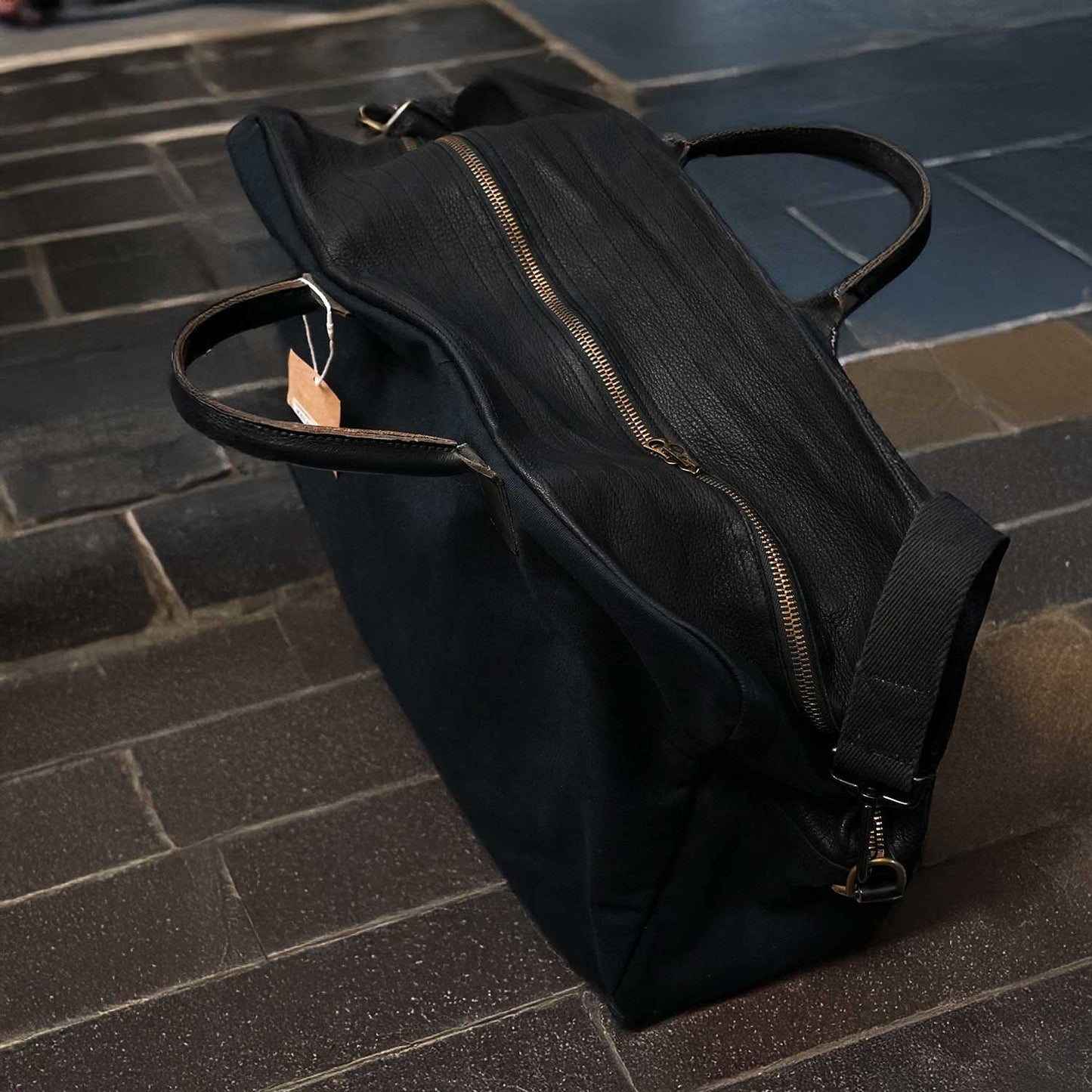 TANKER CLOTH × DEERSKIN BOSTON BAG 日本製USタンカース生地 × ディアスキン ボストンバッグ