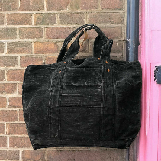50s CZECH MILITARY BLACK DYED COPPER RIVET TOTE BAG 50s チェコ軍ダッフル × 黒染め × 銅リベット トートバッグ