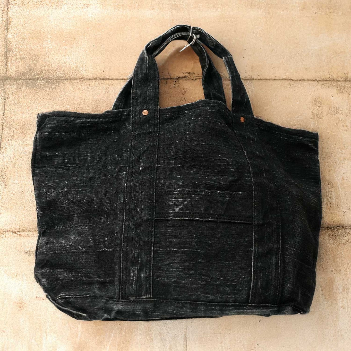 50s CZECH MILITARY BLACK DYED COPPER RIVET TOTE BAG 50s チェコ軍ダッフル × 黒染め × 銅リベット トートバッグ