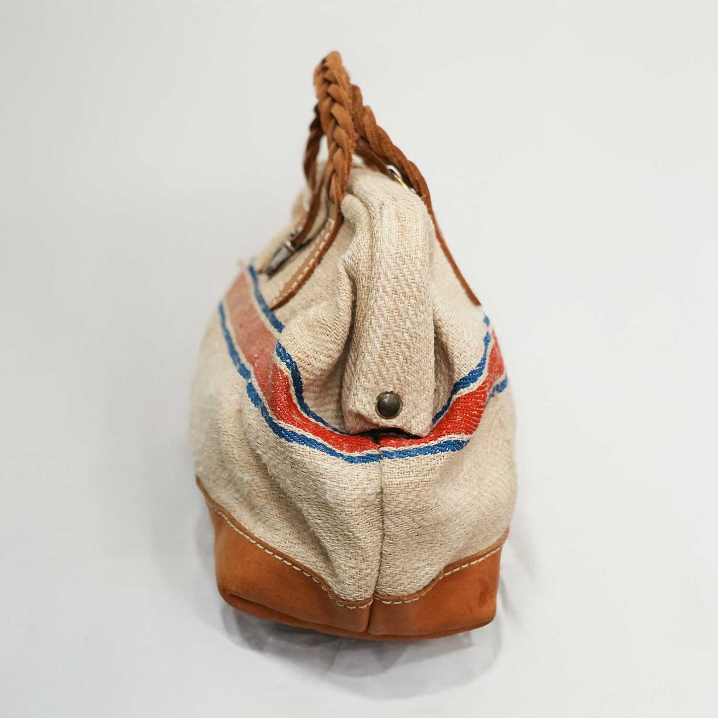 ヨーロッパヴィンテージ麻袋使用 がま口ハンドバッグ