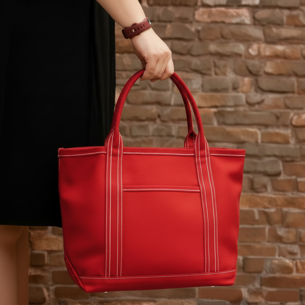 【100-Year Tote】極厚4号帆布 ハンドメイド トートバッグ レッド｜100年愛せるタフな極厚4号キャンバス