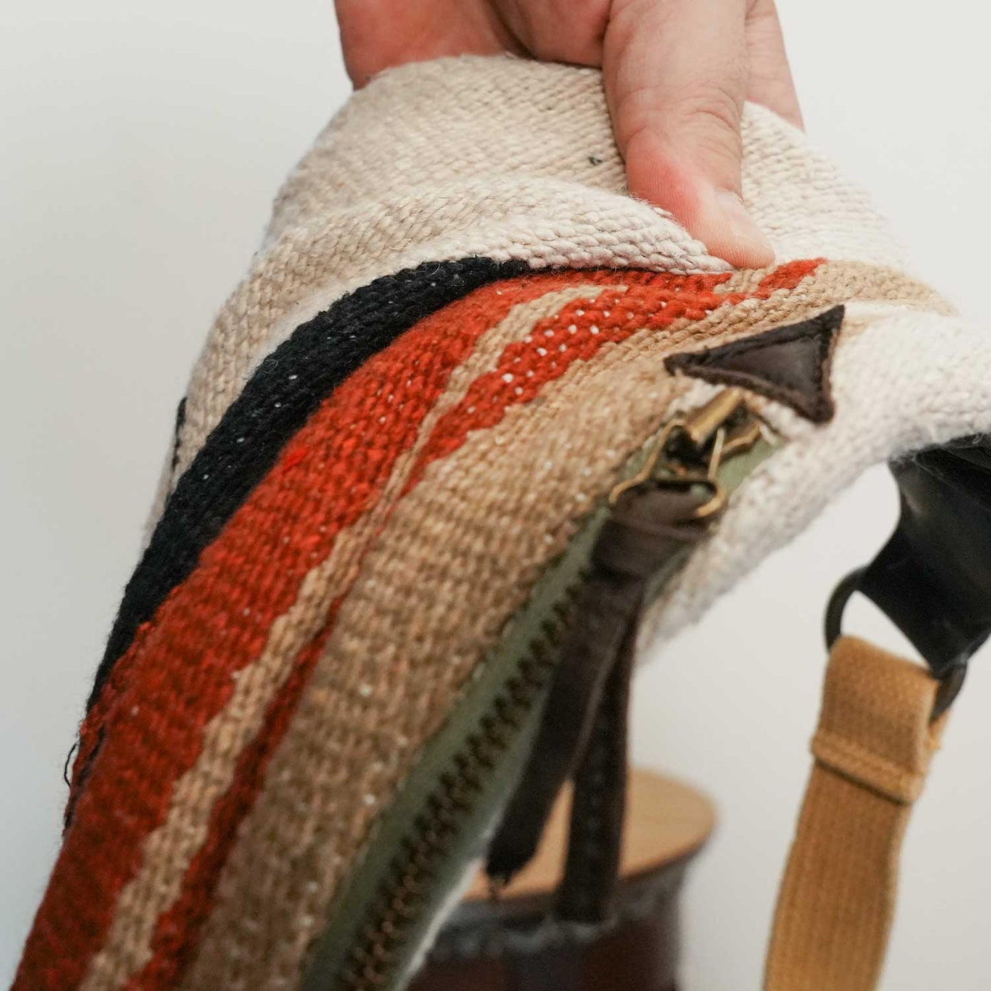 ビンテージメキシカンラグ使用のボディバッグ