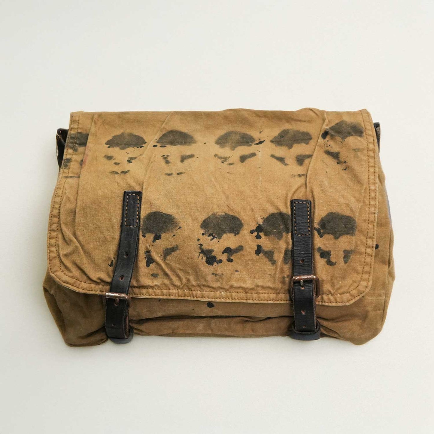 Oilcloth ショルダーバッグ ビンテージオイルクロス使用 ハンドプリント