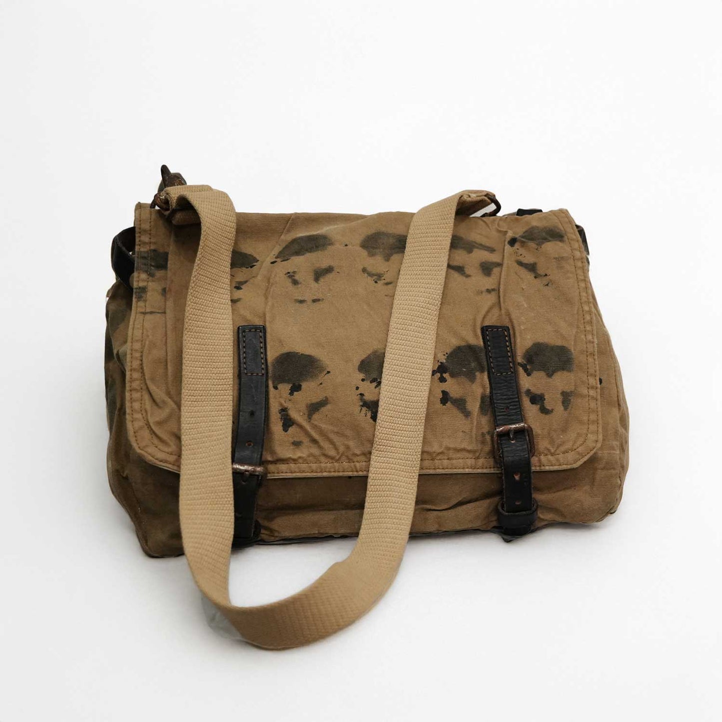 Oilcloth ショルダーバッグ ビンテージオイルクロス使用 ハンドプリント