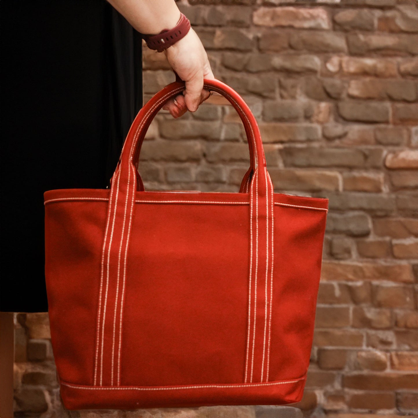 【100-Year Tote】極厚4号帆布 ハンドメイド トートバッグ レッド｜100年愛せるタフな極厚4号キャンバス