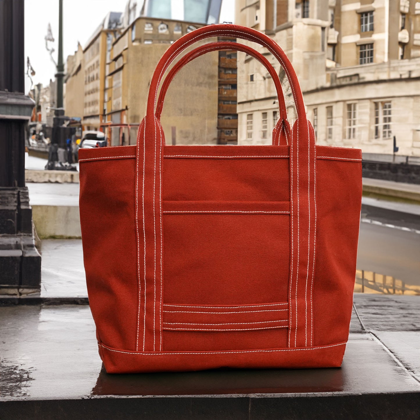 【100-Year Tote】極厚4号帆布 ハンドメイド トートバッグ レッド｜100年愛せるタフな極厚4号キャンバス