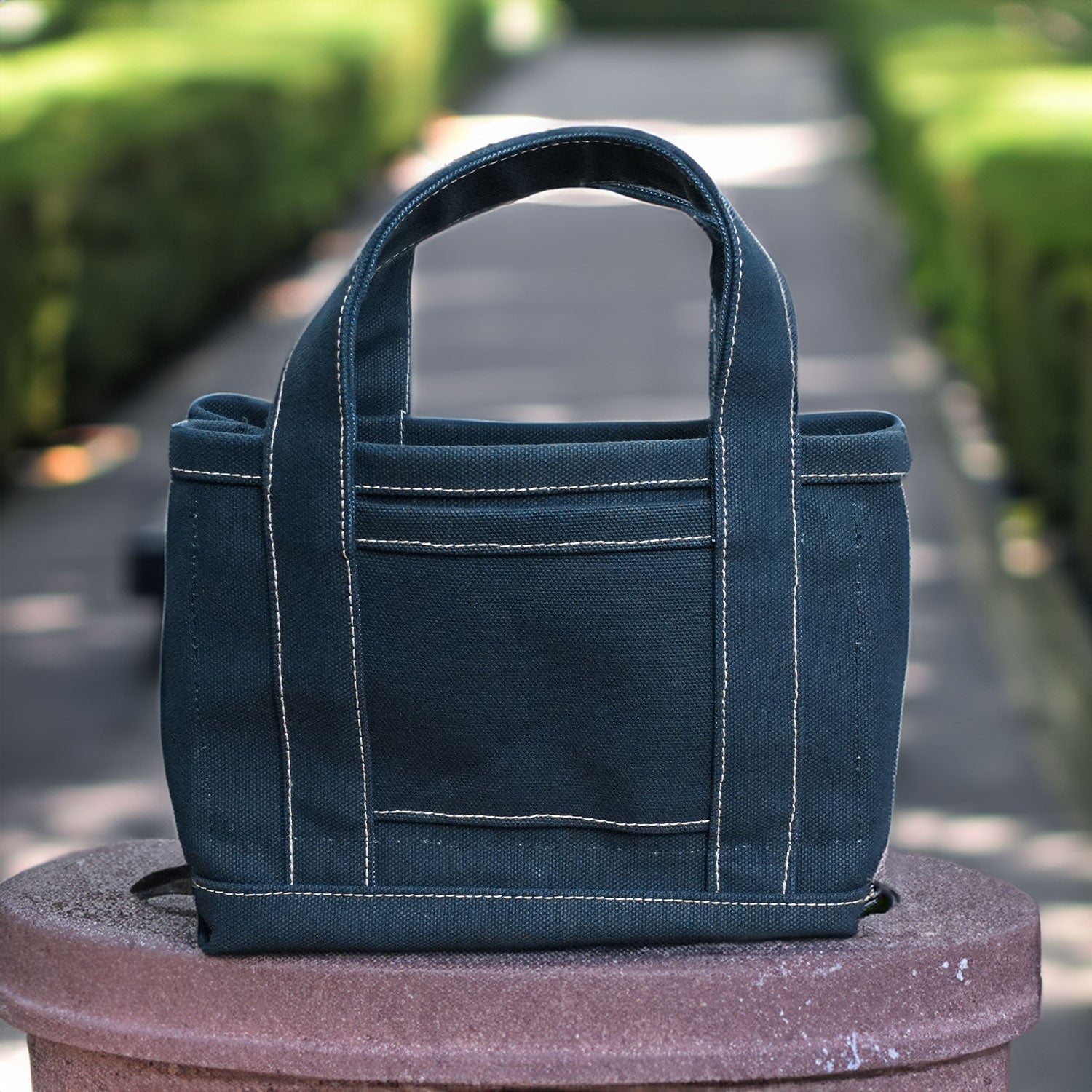【ハンドメイド】帆布トートバッグ 紺色×ダークグレー 新品未使用0707 森野帆布 MAX TOTE BAG マックストートバッグ