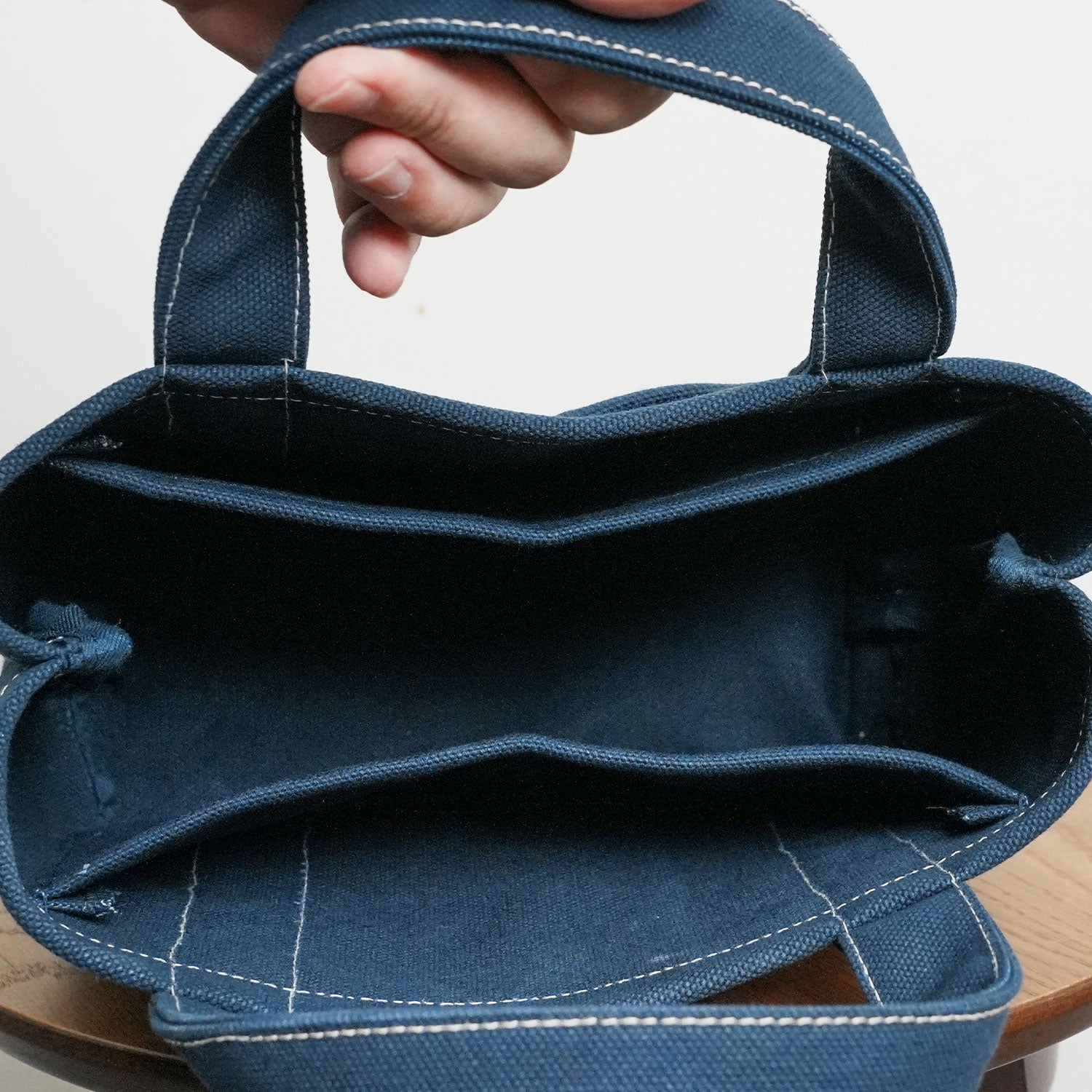 【ハンドメイド】帆布トートバッグ 紺色×ダークグレー 新品未使用0707 100-Year Tote】極厚4号帆布 ハンドメイド トートバッグ ネイビー(ミニ