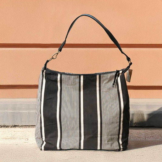 FRENCH VINTAGE BEDCOVER LEATHER SHOULDER BAG 40sフランスベッドカバー × 牛革 ショルダーバッグ