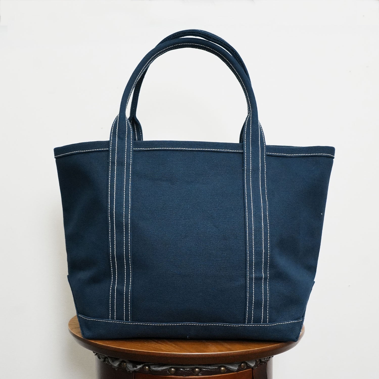 【ハンドメイド】帆布トートバッグ 紺色×ダークグレー 新品未使用0707 森野帆布 MAX TOTE BAG マックストートバッグ