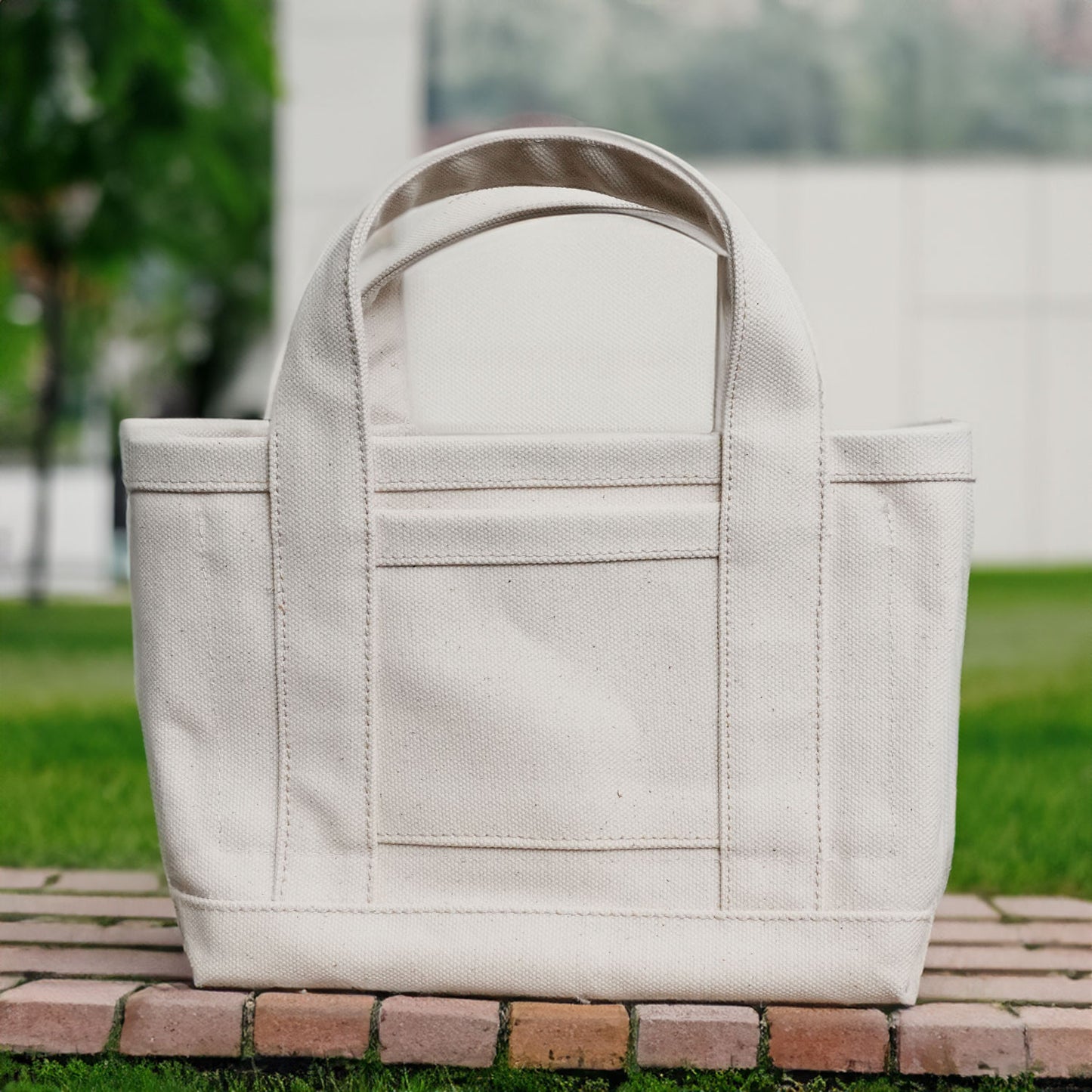 【100-Year Tote-mini】極厚4号帆布 ハンドメイド トートバッグ ホワイト(ミニ)｜100年愛せるタフな極厚4号キャンバス