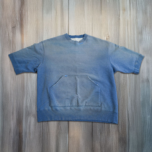 ヴィンテージ加工 半袖スウェットTシャツ スモークブルー