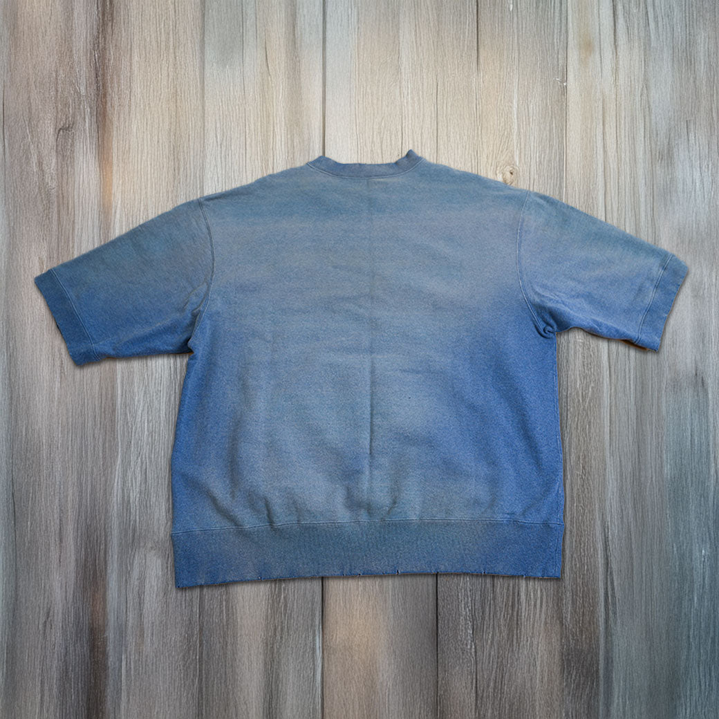 ヴィンテージ加工 半袖スウェットTシャツ スモークブルー