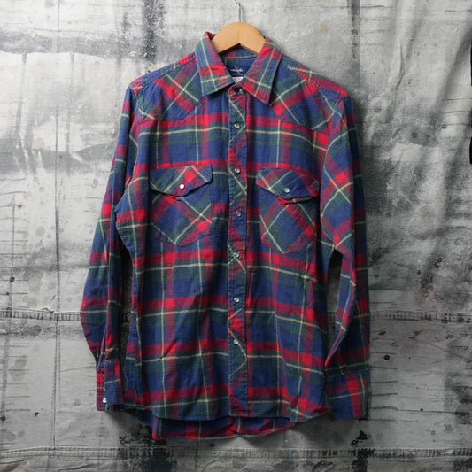 【Vintage Stock】ラングラーウエスタンシャツ ネイビー×レッドチェック