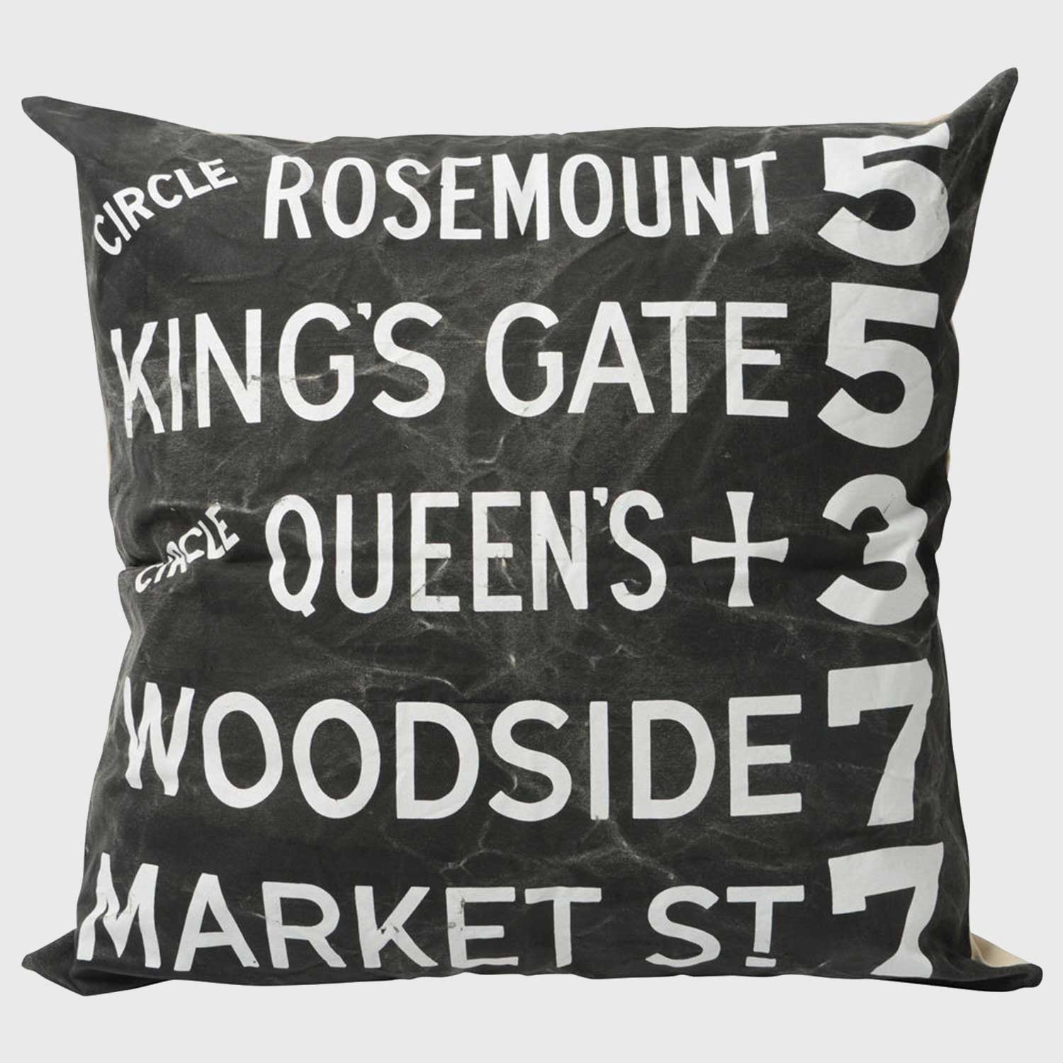 商品管理 Bus destinationクッション(TK-CTP15B WASH)(岡山伝統製法帆布ウォッシュ＋ダメージ加工)90cm角