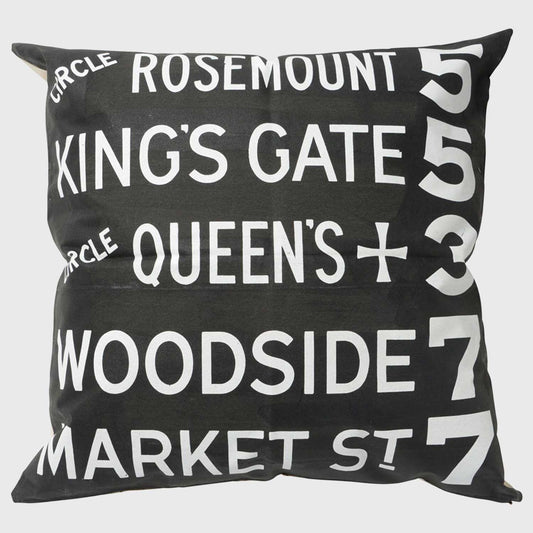 Bus destinationクッション(TK-CTP15B)(岡山伝統製法帆布)90cm角T.K GARMENT SUPPLY｜リメイク・リサイクル・ナチュラルをメインコンセプトとして掲げたブランド