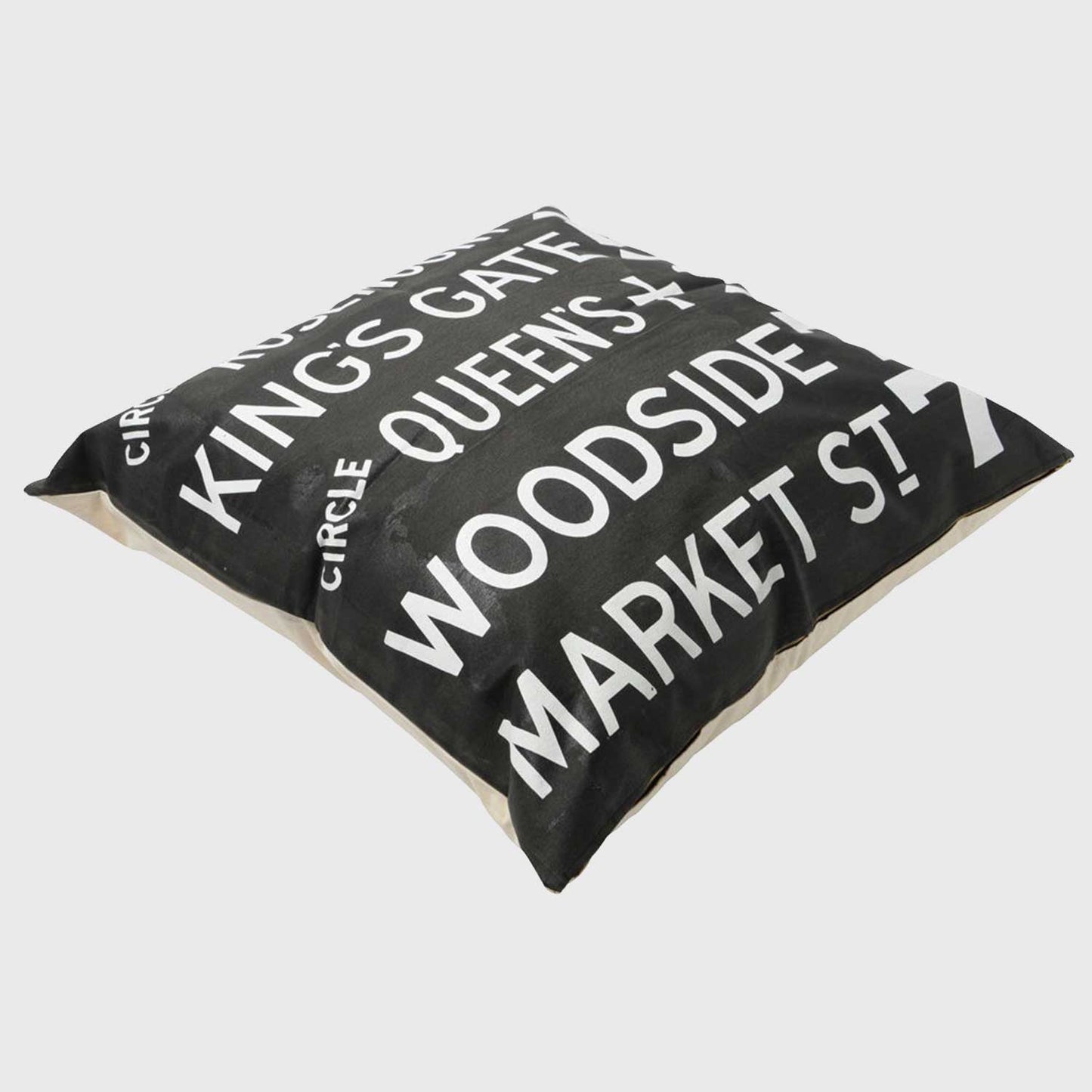 Bus destinationクッション(TK-CTP15B)(岡山伝統製法帆布)90cm角斜めから