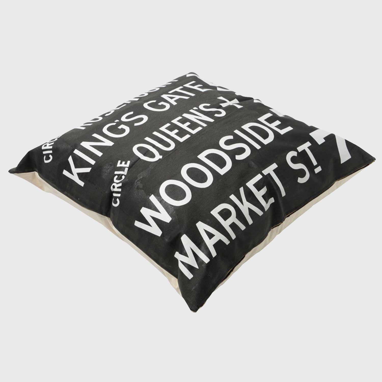 Bus destinationクッション(TK-CTP15B)(岡山伝統製法帆布)90cm角斜めから