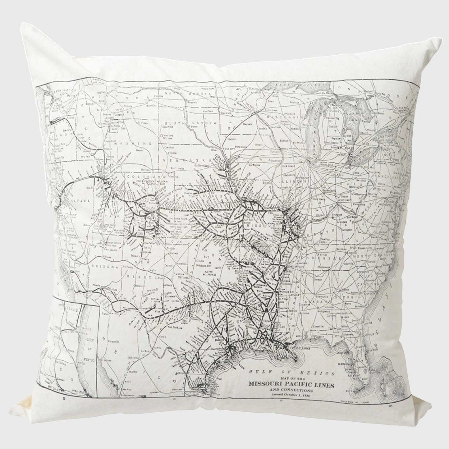 1930US路線図デザインクッション（TK-CTP15MAP)(岡山伝統製法帆布)84cm角