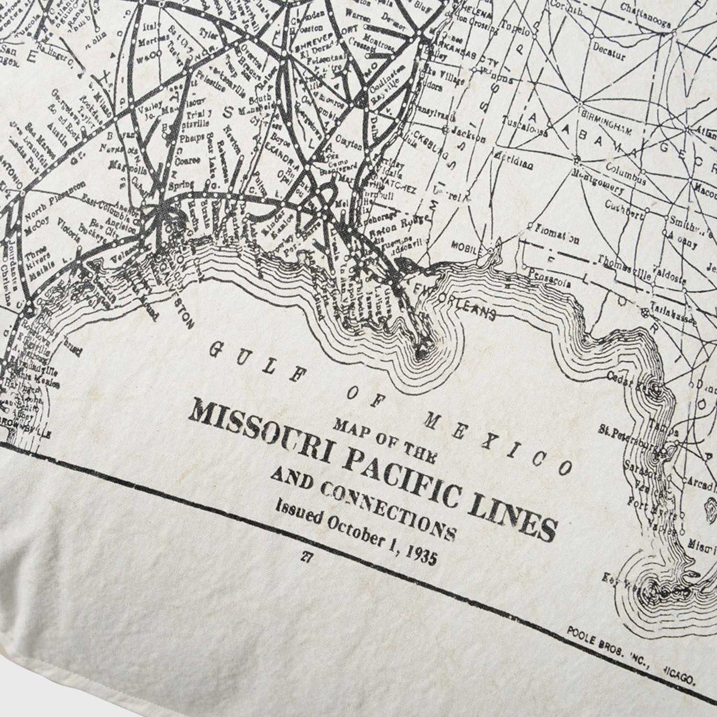 1930US路線図デザインクッション（TK-CTP15MAP)(岡山伝統製法帆布)84cm角3アップ