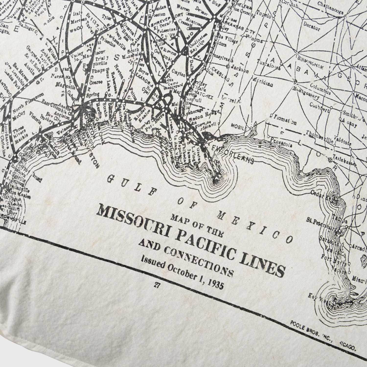 1930US路線図デザインクッション（TK-CTP15MAP)(岡山伝統製法帆布)84cm角3アップ