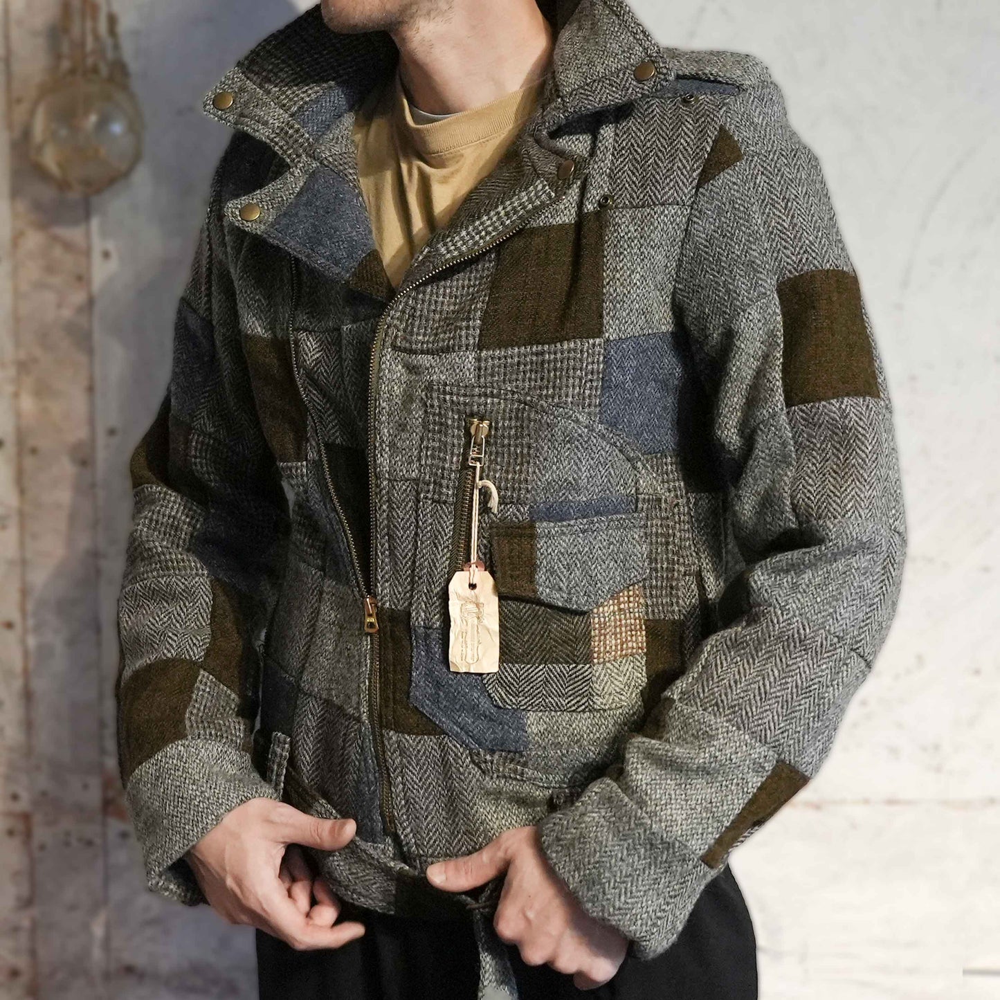 ライダースジャケット｜ハリス・ツイードビンテージ古布パッチワーク｜T.K GARMENT SUPPLY｜リメイク・リサイクル・ナチュラルをメインコンセプトとして掲げたブランド7